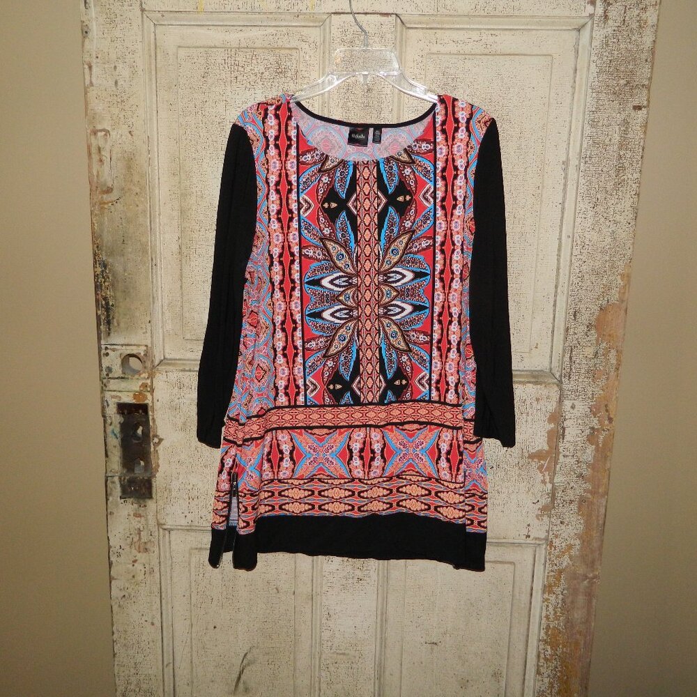 Rafaella Long Blouse Top with Zip Up sides Size XL (RR-23)